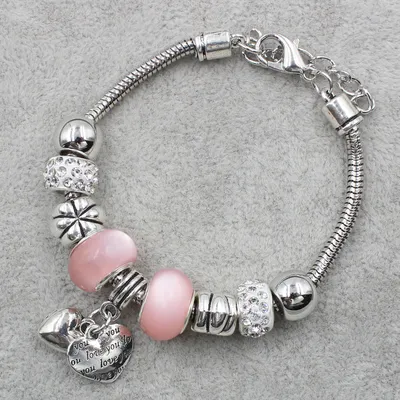 Pandora браслет серебристого цвета сердце с надписями и шармами 9 штук  длина браслета 22 см ширина 3 мм (ID#1881128672), цена: 250 ₴, купить на  Prom.ua