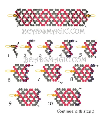 Бисеринка: Широкий браслет из бисера схема плетения