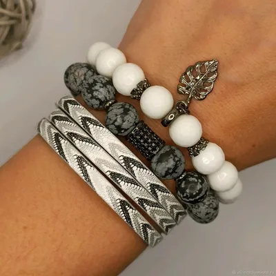 Купить женский браслет из натуральных камней и жемчуга Украшения ручной  работы из поделочных камней Авторская бижутерия Нежный браслет для девушки