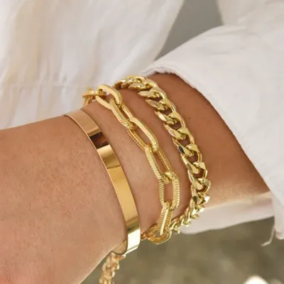 Браслеты :: Золотые браслеты :: Элегантный золотой браслет из звеньев  необычной формы