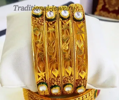 GORGEOUS BRIGHT 22KARAT YELLOW GOLD HANDMADE BANGLE KANGAN FILIGREE WORK  JEWELRY | eBay