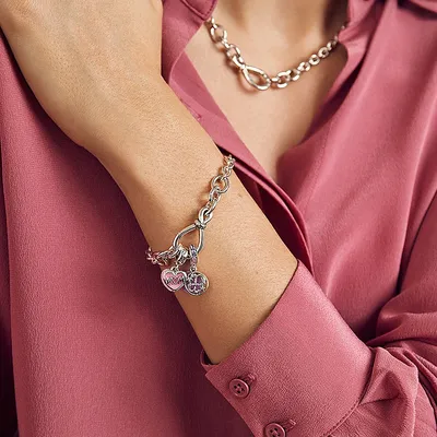 Женский серебряный браслет с подвесками в виде сердца и звезд | AliExpress