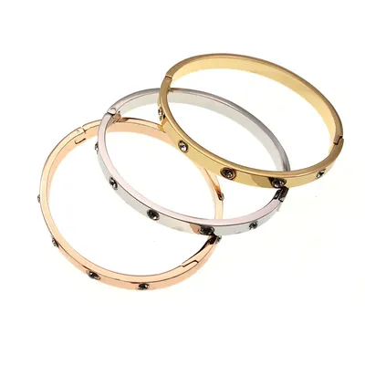 Модные брендовые женские браслеты и браслеты, открытые браслеты из  нержавеющей стали с кристаллами, роскошные золотые ювелирные изделия для  свадьбы 17 см | AliExpress