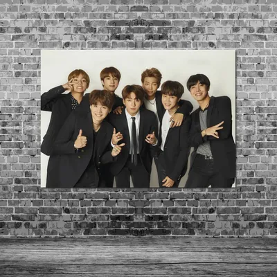 Плакат \"БТС, на белом фоне в чёрных костюмах, Bangtan Boys, BTS\", 43×60см  (ID#872898989), цена: 190 ₴, купить на Prom.ua