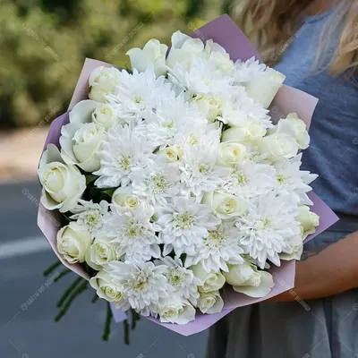 29 бело-желтых хризантем в букете за 9 090 руб. | Бесплатная доставка  цветов по Москве