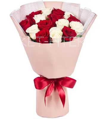 Купить букет из красных и белых роз с доставкой по городу, заказать красно  белый букет из роз
