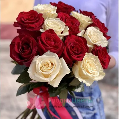 17 красных и белых роз в коробке в Оренбурге купить, заказать с доставкой -  Fleur