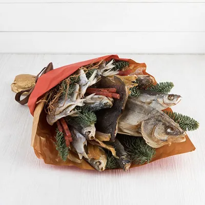 Купить букет для мужчины из сушеной рыбы shipfood.ru