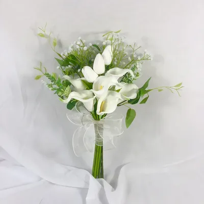 Новинка, недорогой букет подружки невесты, лилии, белый тюльпан, свадебные  цветы, букет из настоящих приятных на ощупь цветов, свадебный букет |  AliExpress