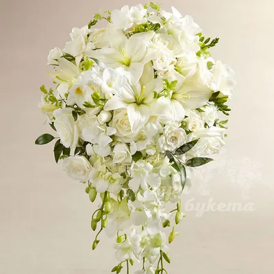 Купить букет невесты из лилий и кустовых роз «Океан цветов» в Омске