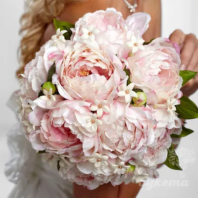 Купить букет невесты из нежно-розовых пионов «Нежный пион» в Перми