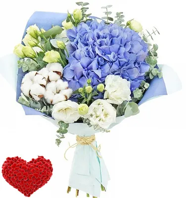 Bouquet with blue hydrangea and blue tulips - buy with delivery from  ElitBuket