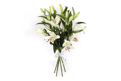 Букет белых роз, лилий и тюльпанов купить с доставкой в Москве | Заказать букет  цветов недорого
