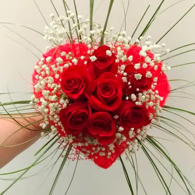 Букет в форме сердца из 21 Розовой Розы купить с доставкой по Саратову и  Энгельсу - V0005