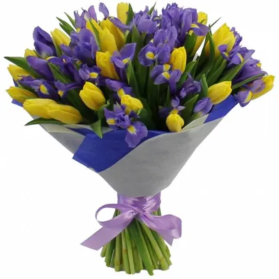 Купить букет с тюльпанами и ирисами Киев, Доставка цветов дешево