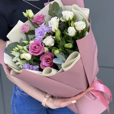Сборный букет из розовых роз с Доставкой в Краснодаре / VANILLA