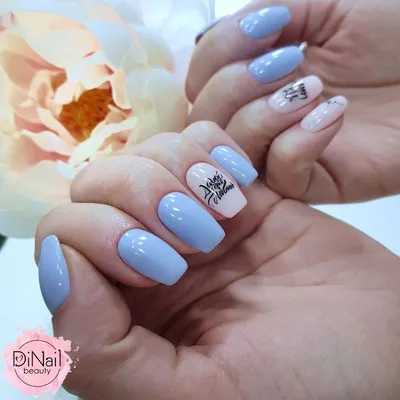 DiNail Beauty маникюр/ нежный маникюр / надписи на ногтях / голубой маникюр  #nails #нежныеногти #нежныйманикюр #… | Розовые ногти, Дизайнерские ногти,  Детские ногти