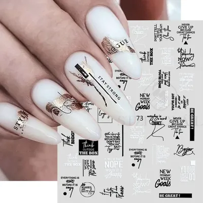 3D Черно-белые буквы, наклейка для ногтей, абстрактное женское лицо,  любовь, аналогичное, Слайдеры для ногтей, дизайн слов, УФ-гель, подвески,  искусство | AliExpress