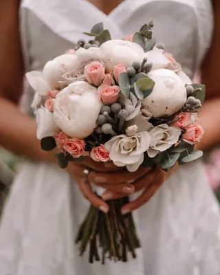 Букет невесты и бутоньерка из сухоцветов - купить с доставкой в Омске -  Лаванда