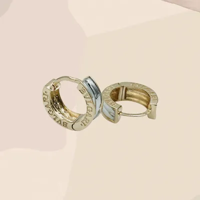 Золотые серьги в стиле Булгари, серьги с красным и белым золотом кольца  Булгари, серьги широкие кольца