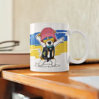 Чашка керамическая с принтом собачки Патрон, герой ВСУ - заказать недорого  в Одессе, чашки и кружки в Украине от рекламной компании \"Молодец\" -  1617456698