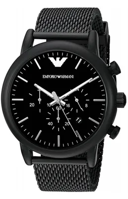 Мужские часы Emporio Armani Sport Chronograph с черным циферблатом и черным  сетчатым браслетом