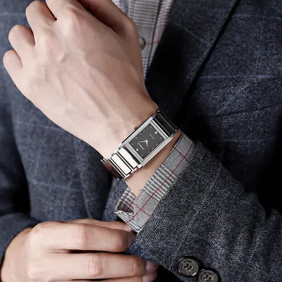 Часы мужские прямоугольные с металлическим браслетом✴️ цены, купить мужские  прямоугольные часы на стальном браслете в магазине Имидж