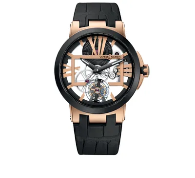 Часы Skeleton Tourbillon Ulysse Nardin Executive 1712-139, 43 мм, розовое  золото и керамика, турбийон | Mercury