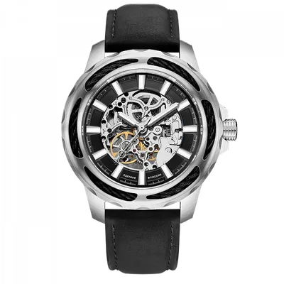 Купить часы мужские Белаз TSR-M009 наручные с кожаным ремешком - черные с  кварцевым механизмом