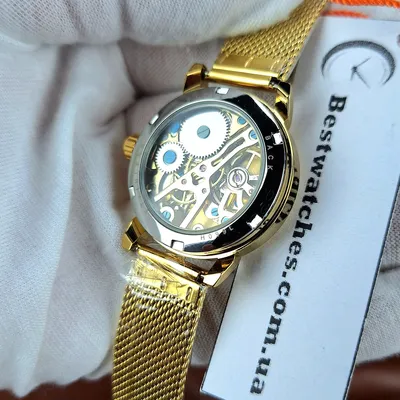 Женские Механические часы-скелетоны с сетчатым браслетом под розовое золото  | AliExpress