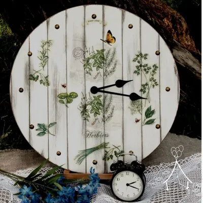 Часы настенные Aliexpress Retro colored lavender antique wall clock vintage  rustic MDF wood on the for home decoration mute - «Лавандовый отзыв нр.2!  Часы в стиле прованс или как купить часы в