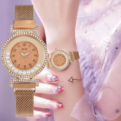 Роскошные брендовые оригинальные часы, женские модные кварцевые часы,  повседневные Элегантные женские наручные часы, женские магнитные часы из  нержавеющей стали | AliExpress