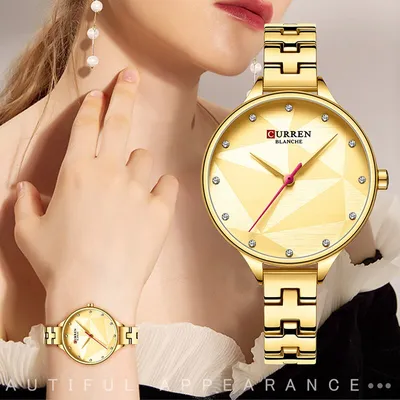 Роскошные Брендовые женские часы CURREN 9047 Gold | купить в интернет  магазине DEPSTO.com