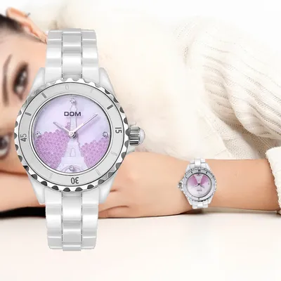 DOM брендовые модные часы, женские роскошные керамические наручные часы, женские  часы под платье, повседневные керамические часы, женские часы | AliExpress