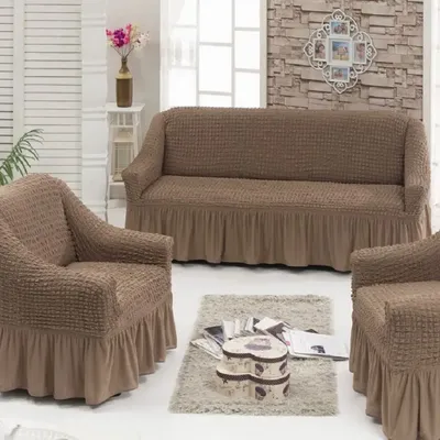 Комплект чехлов на диван и два кресла без оборки Грязно-розовый купить  недорого в интернет-магазине ANTONIA-TEX.RU