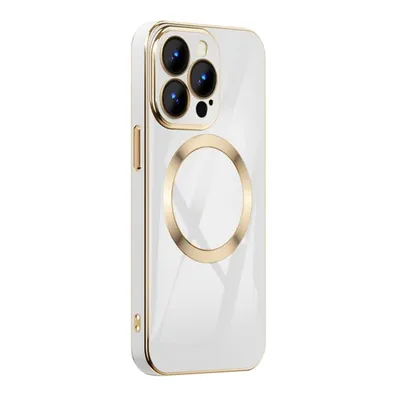 Противоударный чехол 6D Gold Plated Magsafe на iPhone 14 Pro Max - белый  купить в Киеве, Одессе, цена в Украине | CHEKHOL