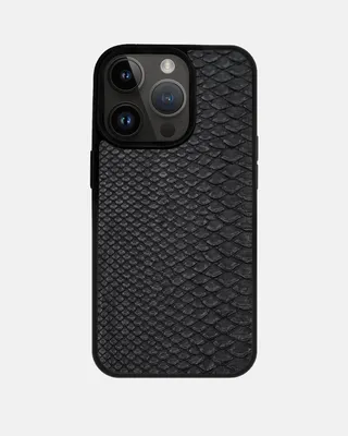Чехол из черной кожи питона с мелкими чешуйками для iPhone 14 Pro Max с  MagSafe купить в Украине - Kartell