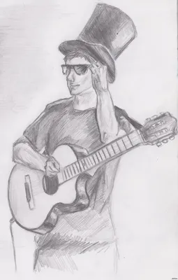 Человек с гитарой рисунок поэтапно - 42 фото