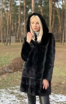 Черная норковая шуба с капюшоном (108-10013) купить в интернет магазине  Rosmeha.ru