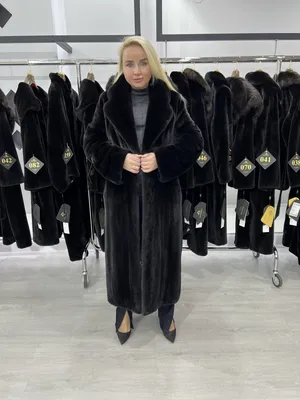 Норковая шуба женская длинная модель 1Н-397 норка чёрная - купить в Москве  по выгодной цене