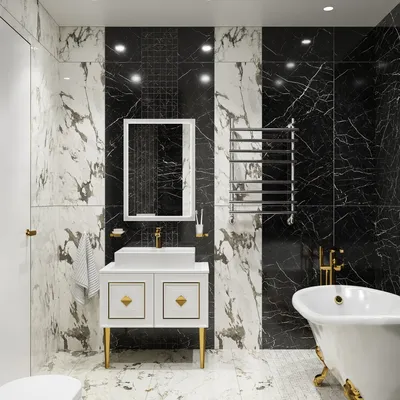 Черно белая ванная комната дизайн фото от профессионалов с бесплатной  адаптацией