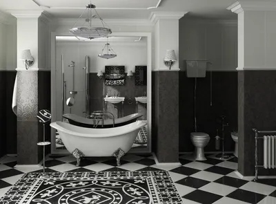 Черно белая ванна: особенности оформления комнаты в черном и белом цвете и  нюансы выбора ванны