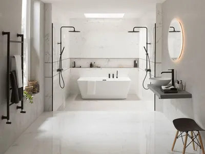 черно белая ванная комната с ванной Фон Обои Изображение для бесплатной  загрузки - Pngtree
