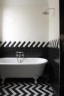 Роскошная черно-белая ванная комната в стиле ар-деко | Черно-белые ванные  комнаты, Интерьер, Черно-белые комнаты
