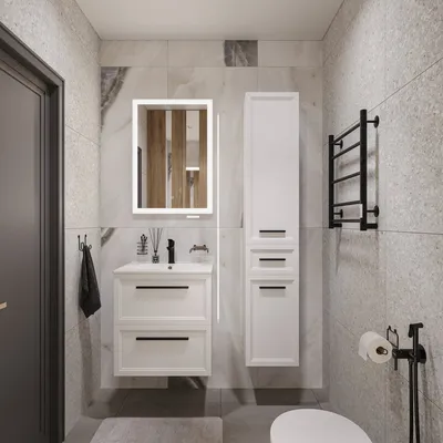 Интерьер черно-белой ванной комнаты (Студия дизайна интерьера Де Мари) —  Диванди