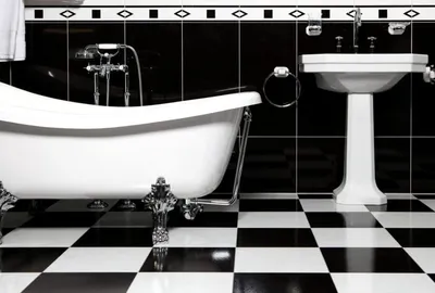 Черно-белая ванная комната: дизайн и фото примеров - USOVI.RU