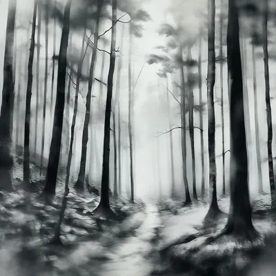 Купить фотообои Лес и деревья «Черно-белый лес» | PINEGIN