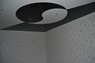 Черно-белый натяжной потолок с LED-подсветкой НП-1848 - цена от 1600 руб./м2
