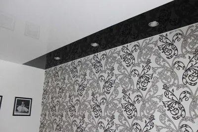 Матовый черный натяжной потолок с белым узором НП-1691 - цена от 2500  руб./м2