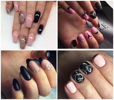 Матовый чёрный и розовый, черно-розовый | Дизай ногтей, Клетчатые ногти,  Дизайнерские ногти
